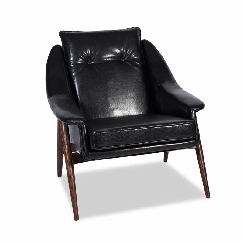 

Nordic solid wood single sofa chair negotiation B & B hotel cafe designer living room balcony leisure armchair
