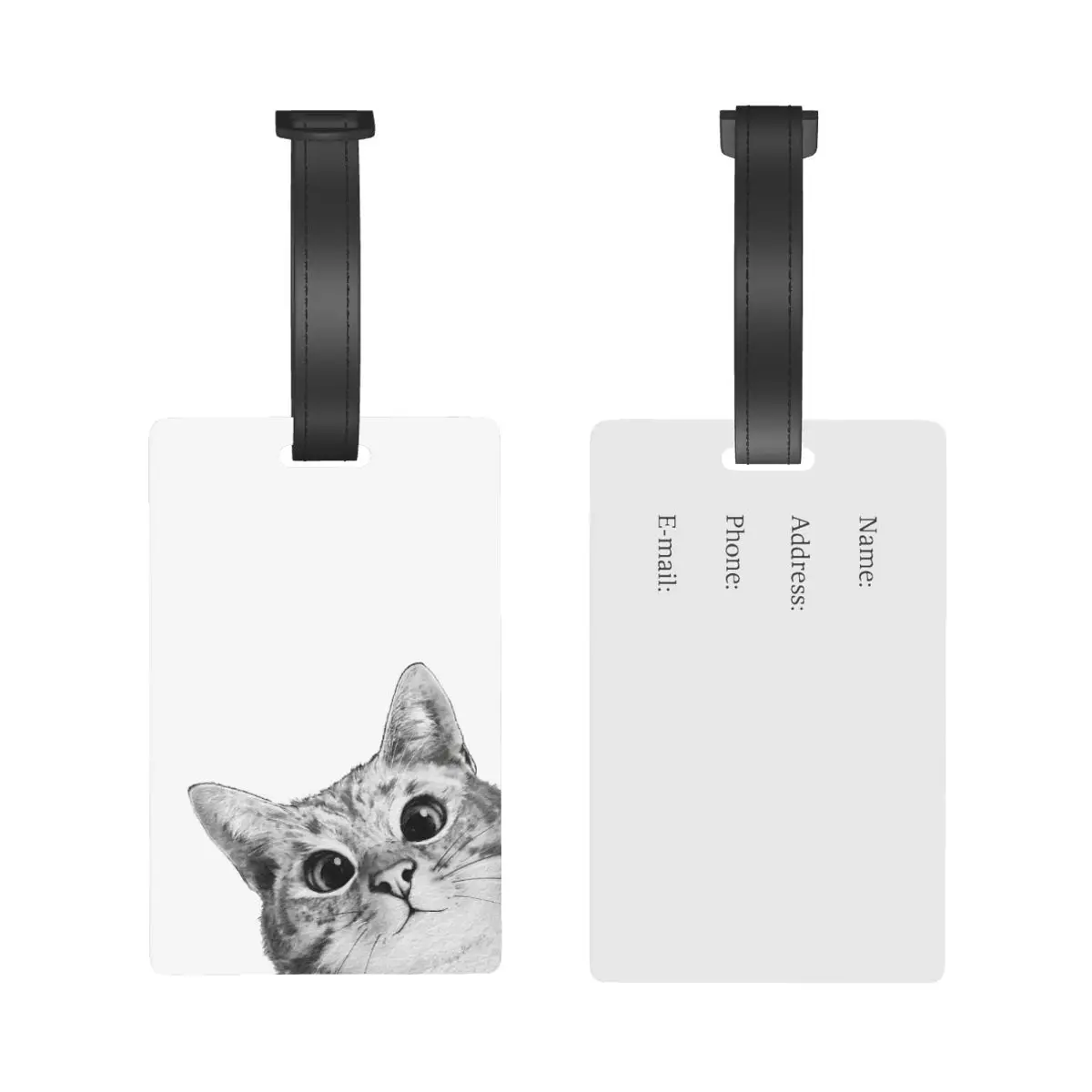 Sneaky Cat Luggage Tags Suitcase Accessories Travel PVC Cute Baggage Boarding Tag Portable Label Holder ID Name Address