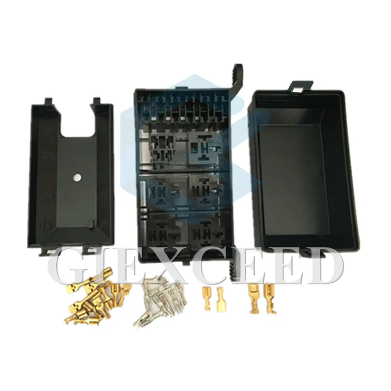 

6 реле 6 ATC/ATO, 12 слотов, релейная коробка, автомобильный стандартный блок держателя предохранителей с булавками, универсальная автомобильная страховка, сборка переменного тока