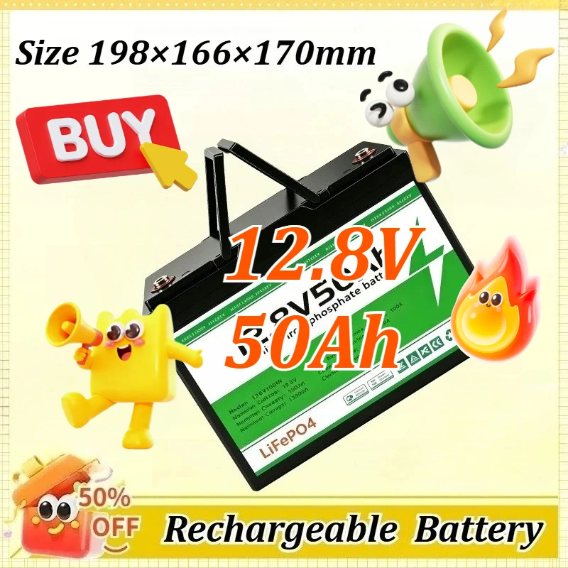 

12.8V 50Ah Solar Battery Pack Lithium Iron Phosphate Home Energy Storage System Monitor Cycle Battery LiFePO4 for RV yacht base