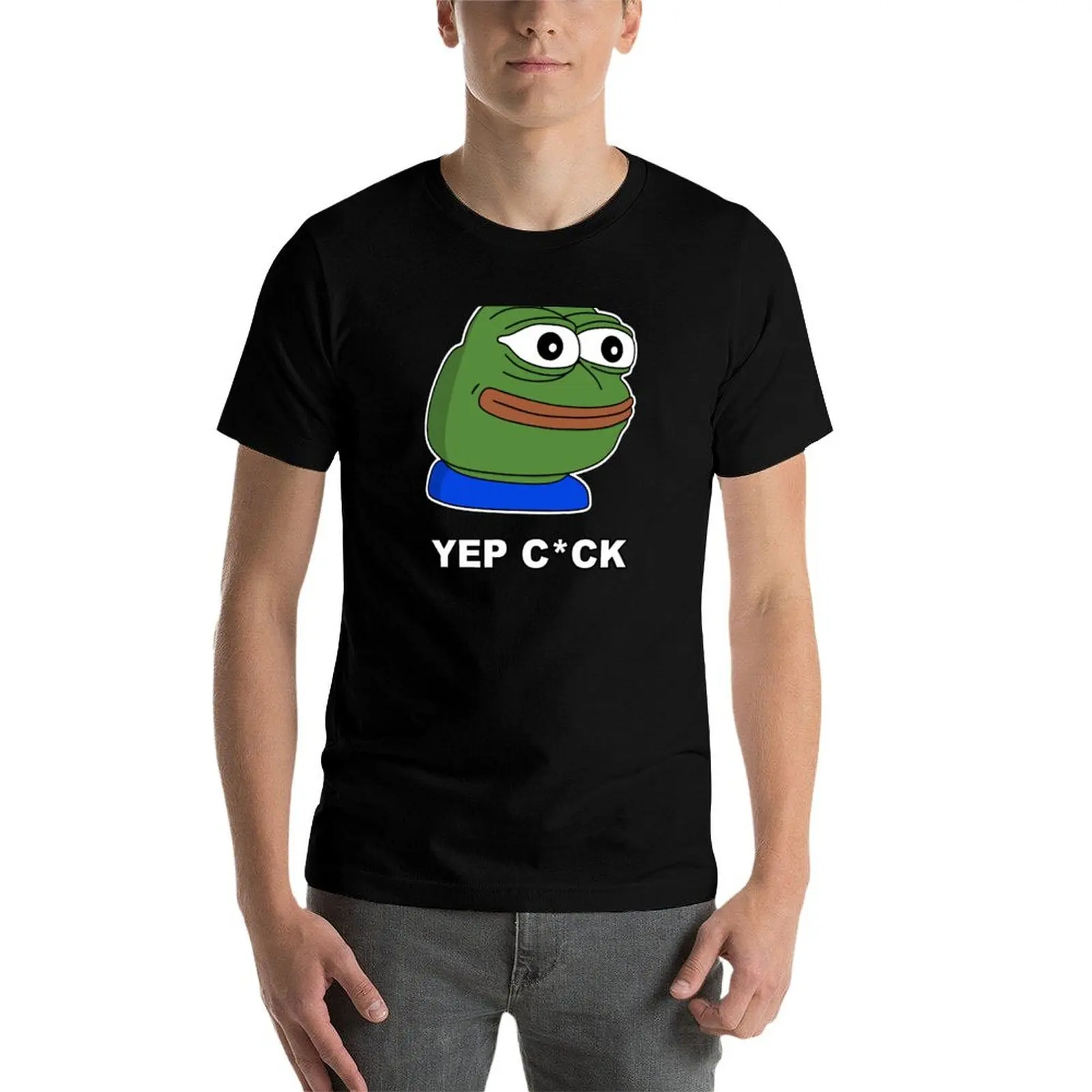 YEP Pepe C*CK - White Outline T-Shirt t shirt man luxury g man t shirts for men anime tshirt T-Shirt