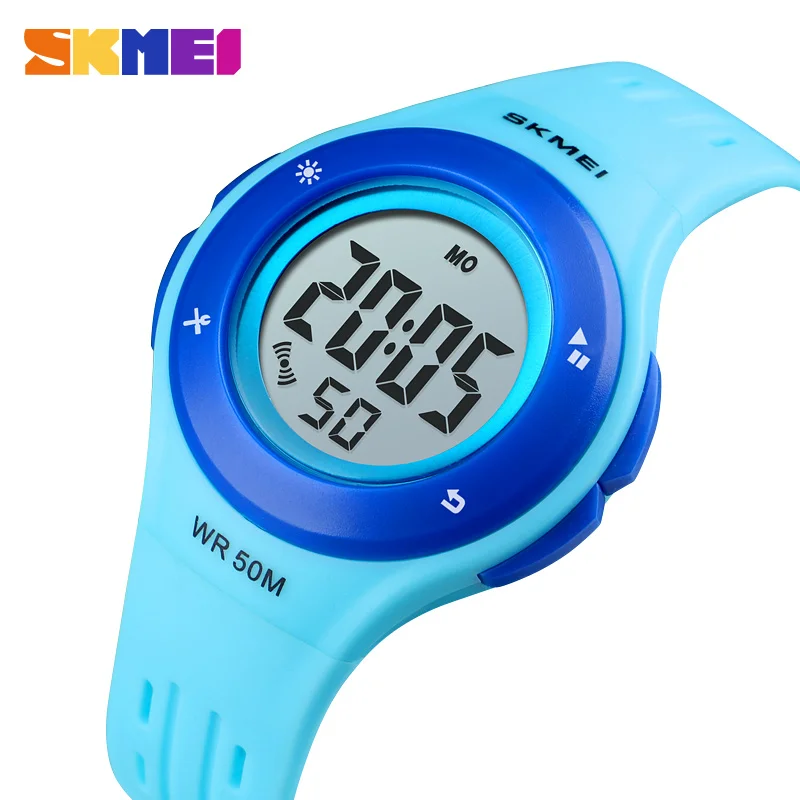 SKMEI Fashion Back Light Children Watches 5Bar Waterproof Sport Stopwatch Kids Wriswatch For Boy Girl Digital Alarm Date Clock