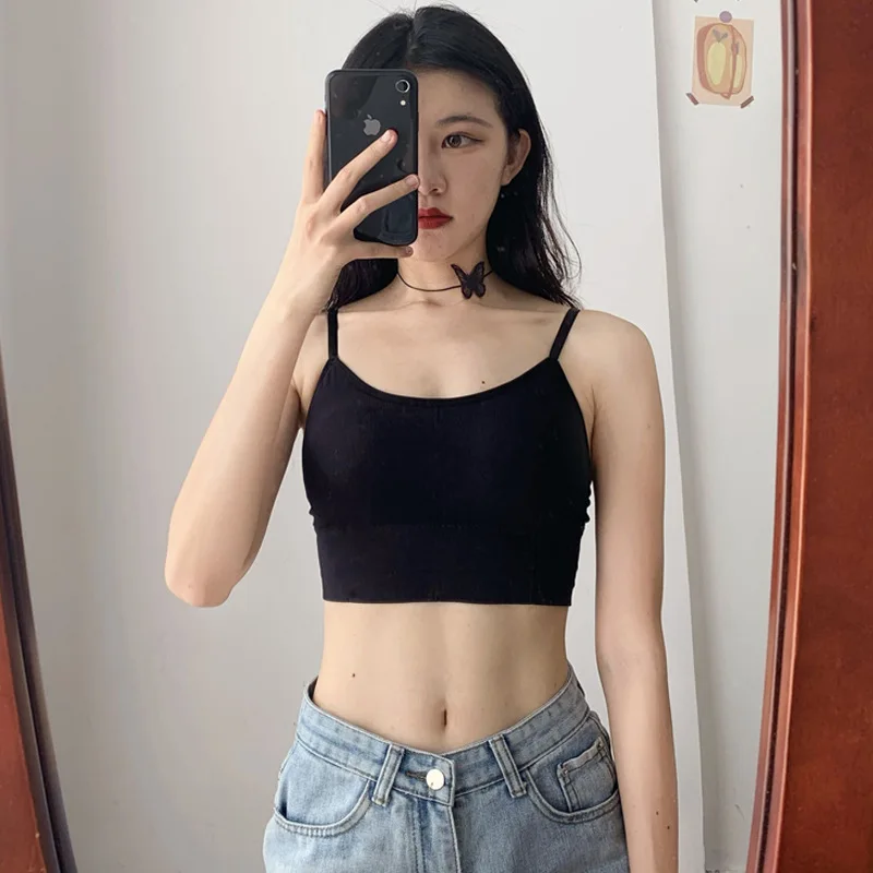 Camisole women's 2024 Summer new outdoor slim fit inner wear bottoming short high waist exposed navel black top women