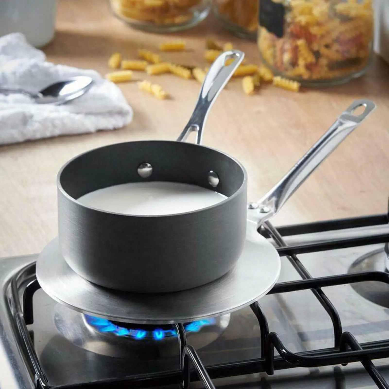 Flame Guard Induction Hob Pans with Durable Stainless Handle Converter Suitable for Gas Stove Glass Cooktop