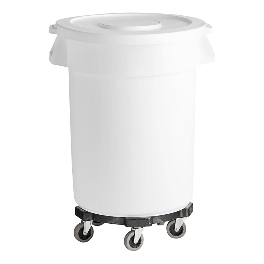 

Heavy-Duty Plastic Commercial Rolling Trash Bin with Lid and Dolly, Anti-Static Ingredient Container