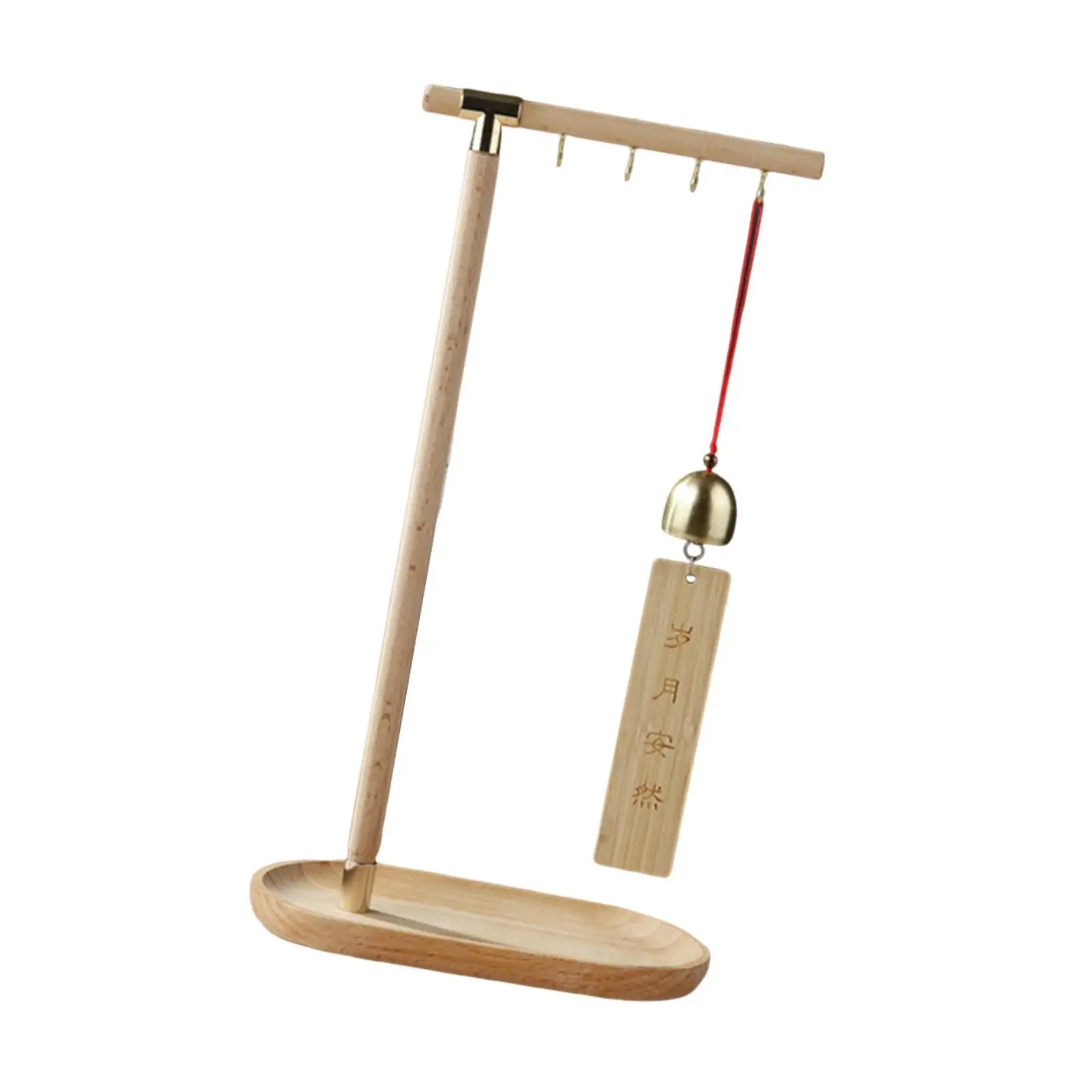 Wooden Brush Holder with Metal Hooks Calligraphy Brush Hanger Desktop Painting Pen Rack for Home Decor and Art Studio Use
