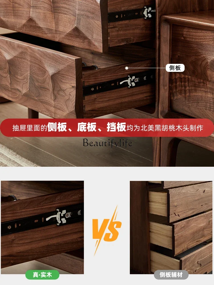 Solid wood chest of drawers Modern North American black walnut bedroom simple side cabinet