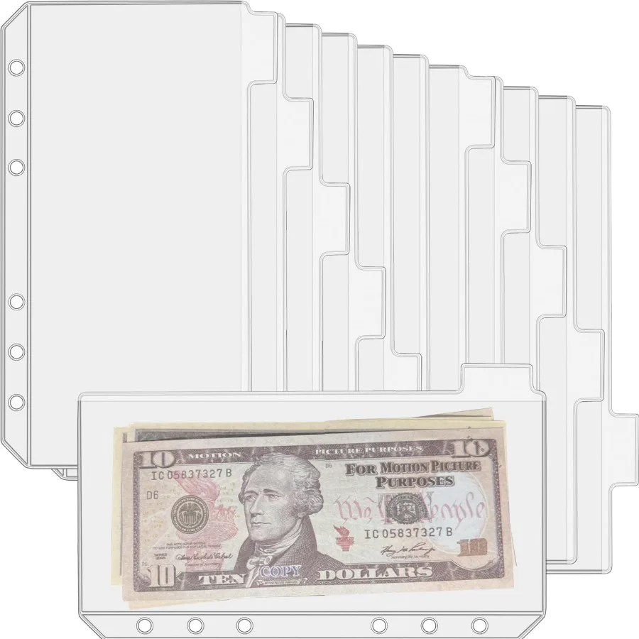 

12PCS A6 Binder Pockets with No Zippe Zipless Budget Envelopes with Index Bits Design A6 Binder Pouch for 6 Ring Binder Money F
