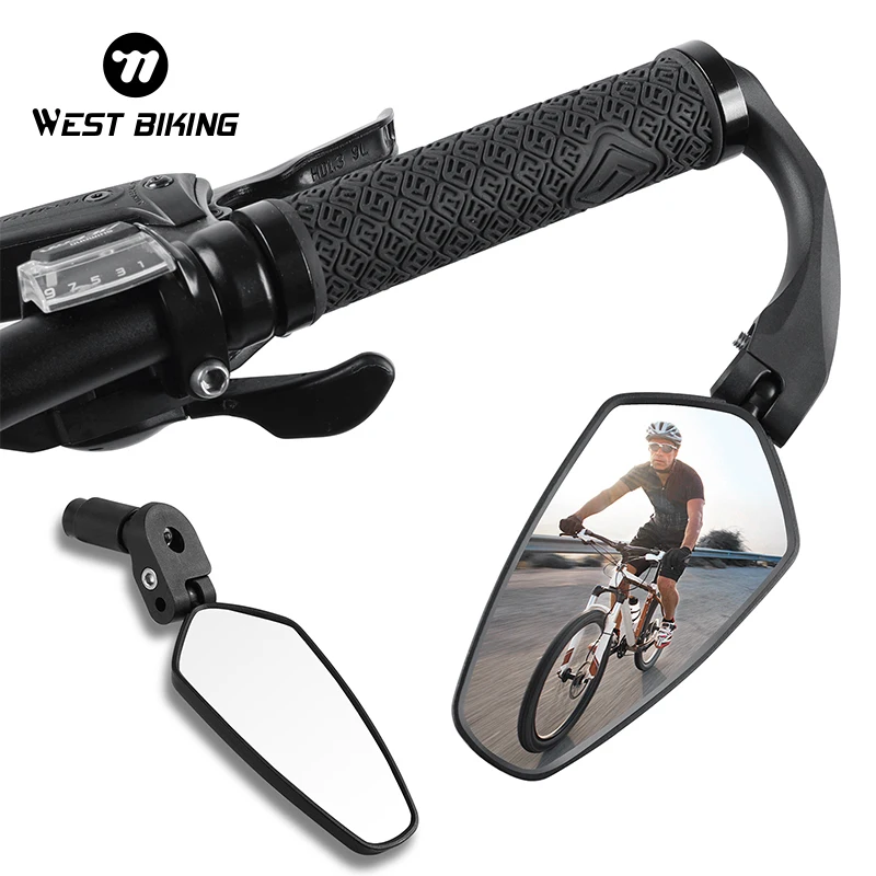 

WEST BIKING 1/2PCS Bicycle Rearview Mirror Adjustable Handlebar Rear View Back Sight Reflector Anti-fall MTB Bike Accessories