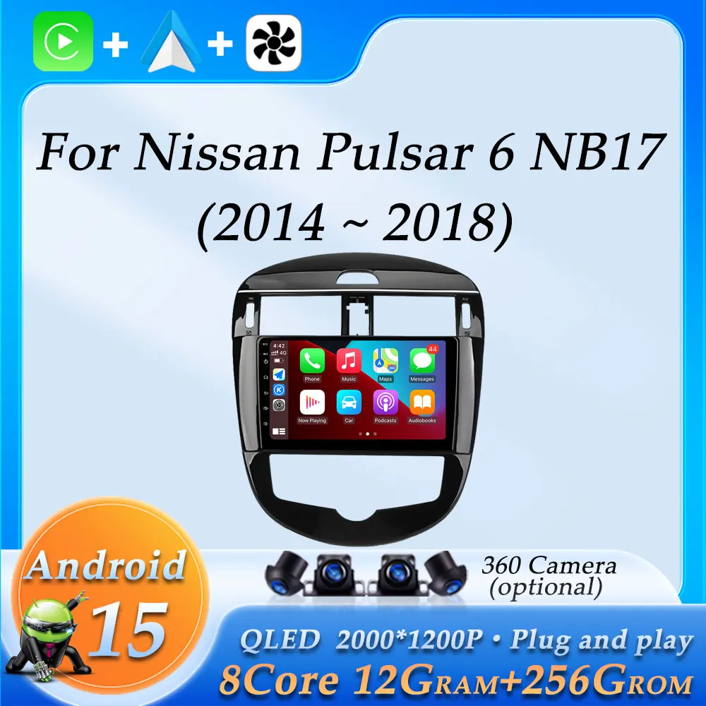 9 inch for Nissan Pulsar 6 NB17 2014 - 2018 Android 15 Wireless CarPlay Car Radio Video Multimedia Player GPS Navi DSP Stereo 4G