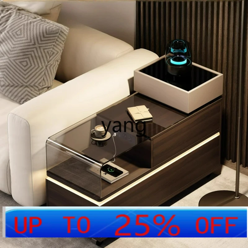 Lmm Italian minimalist sofa side cabinet living room side table with socket removable small coffee table