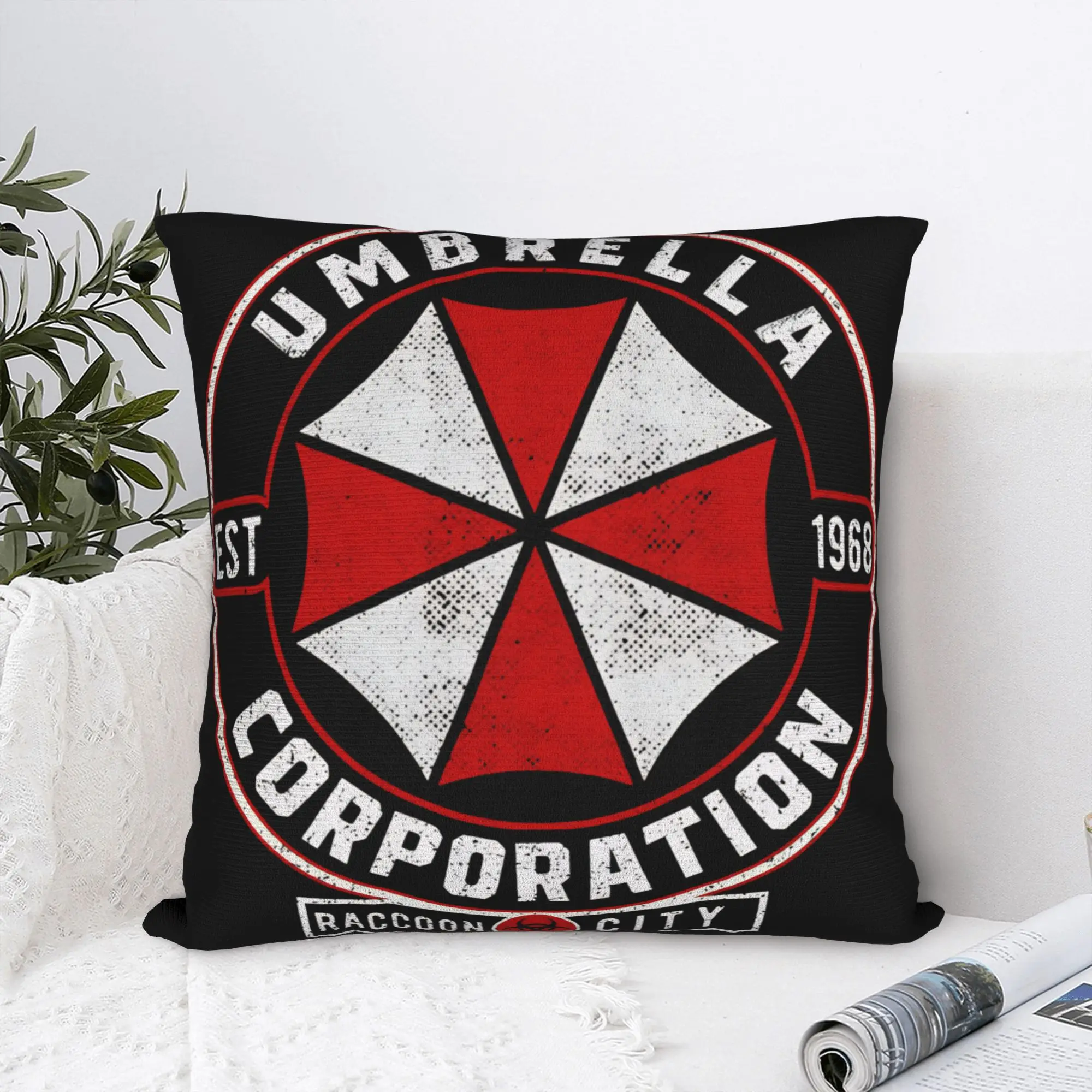 Umbrella Corporations Logo Residents Evils Pillow Cover  Print Cushion Cover Kawaii Pillow Case For Sofa Bedroom Home Decor