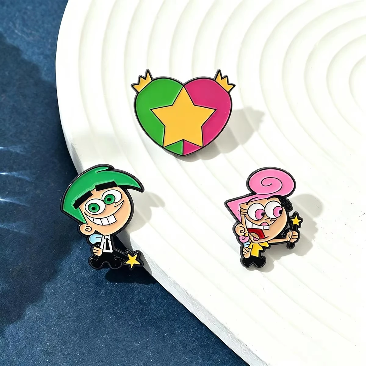 3Pcs/Set Anime Character Enamel Brooch Cartoon Cosmo Wanda Backpack Lapel Metal Badge Cosplay Clothing Accessories Jewelry Gifts