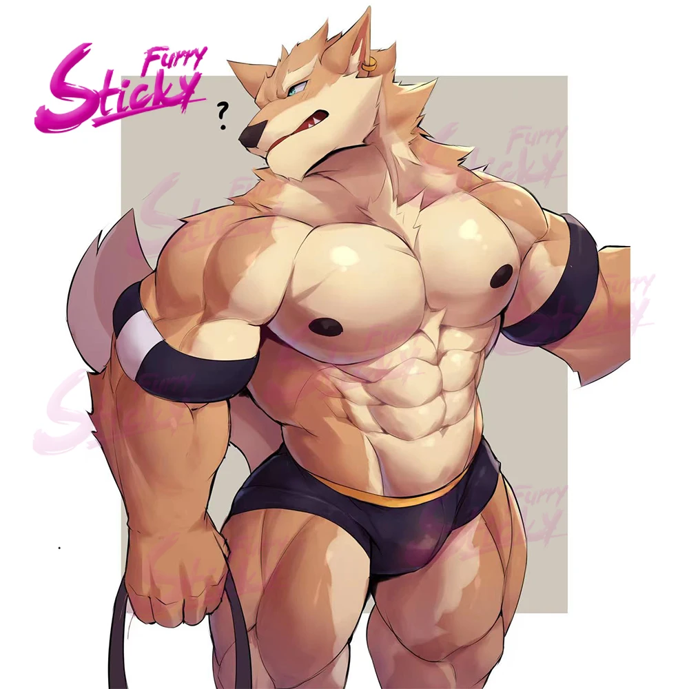 

Furry Sticky Gym Muscles Furry Art Sticker Car Sticker Car Decal for Trunk Laptop Wall Door Window Stickers