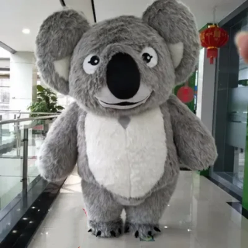 Koala Opblaasbare Kostuum Mascotte Halloween Voor Cosplay Feest Mooie Fancy Dress Pluche Koala Aanpassen Voor Volwassen Harige Pak