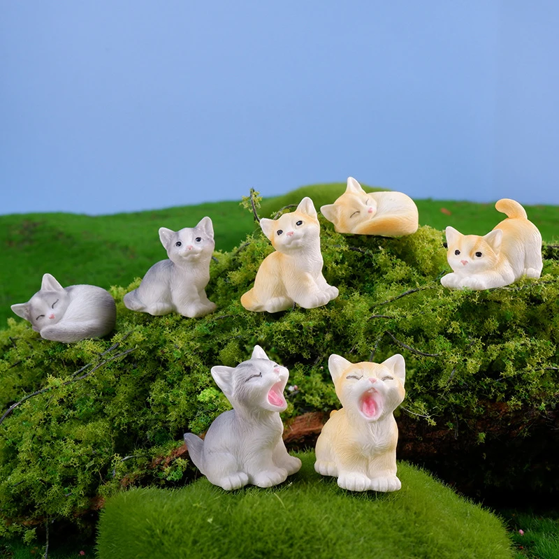 Criativo Micro Resina Gato Ornamento, Estatueta Gatinho, Miniatura Animal, Paisagem Do Jardim De Fadas, Home Decor Doll, Decoração Da Casa