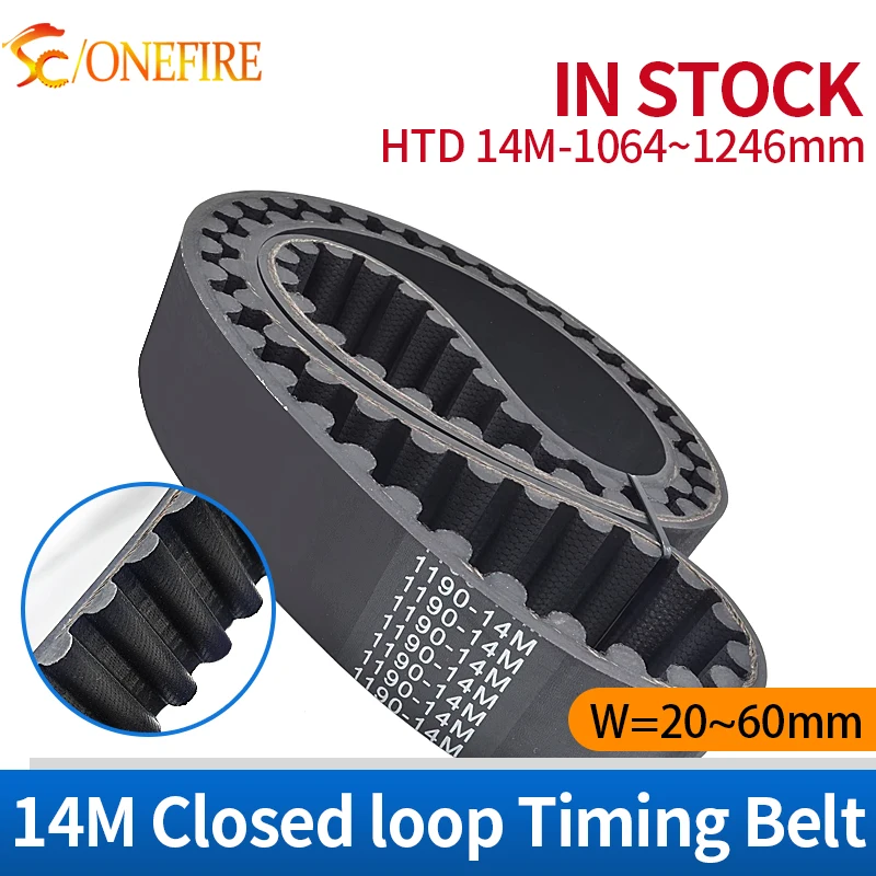 

HTD 14M Rubber Timing belt Length 1064~1246mm Width 20~60mm HTD14M Closed loop belts