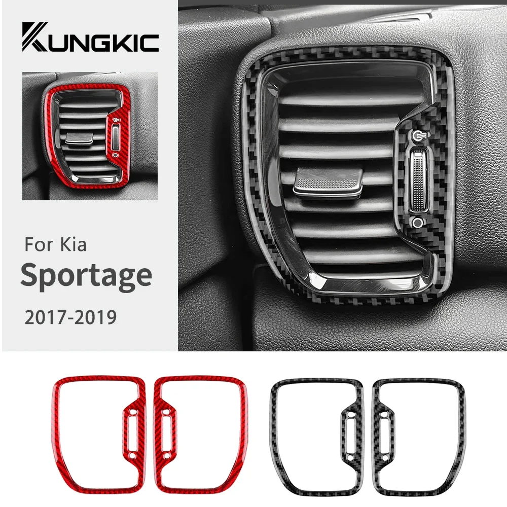 

Real Soft Carbon Fiber Sticker For KIA Sportage 2017 2018 2019 Car Side Air Outlet Frame Interior Trim Accessories
