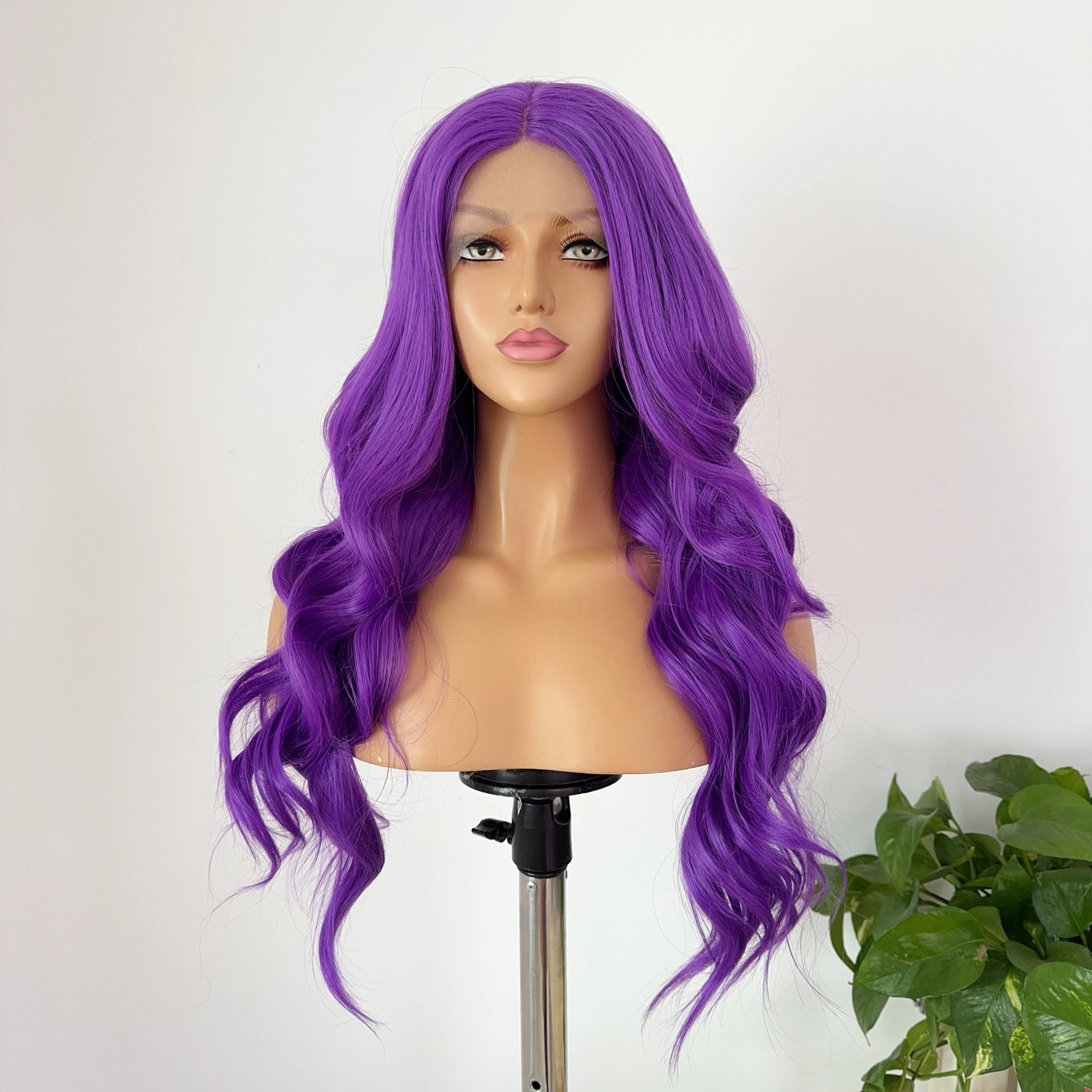 Темно-фиолетовые парики фронта шнурка HD Длинные прямые волосы для женщин 26 дюймов 13*4 Натуральные парики шнурка Высокое качество Синтетические для косплея