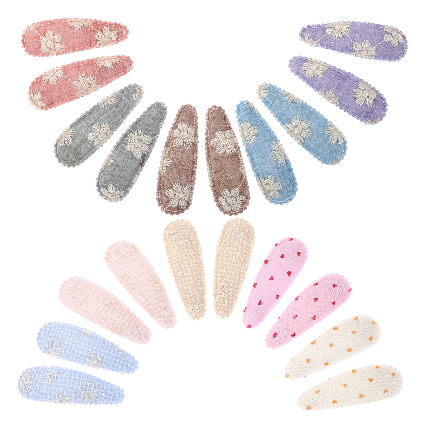 

20Pcs Children's Hair Clips Fabric Embroidered Baby Girl Hairpins Toddler Hair Accessories Lightweight Casual Party Photo Shoot