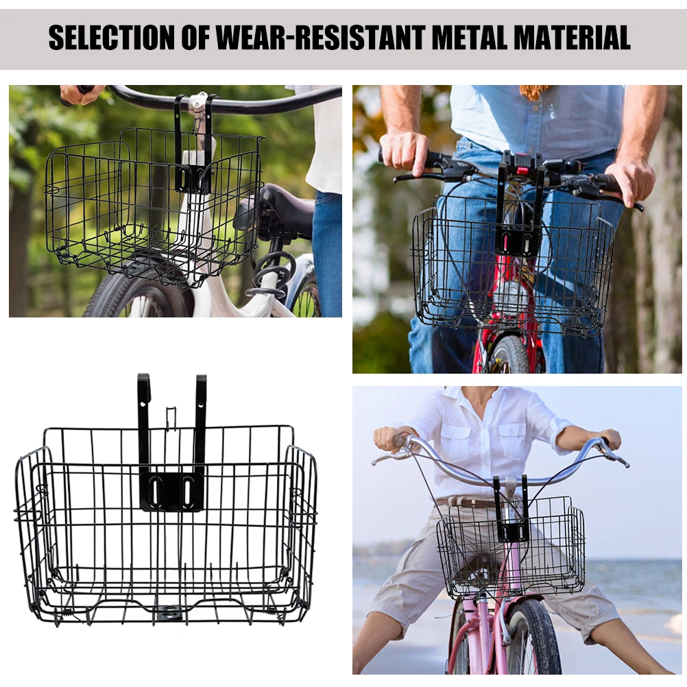 

Front Bike Metal Handlebar Storage Basket Pre-Drilled Holes Durable Lightweight Easy Install for Bicycle Use Cycling Accessory