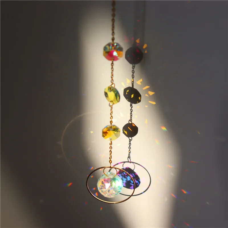 Crystal Suncatcher Sun Moon Stars Prism Beads Rainbow Balls Tear Drops Sun Catcher for Garden Decoration Hanging Windows Pendant