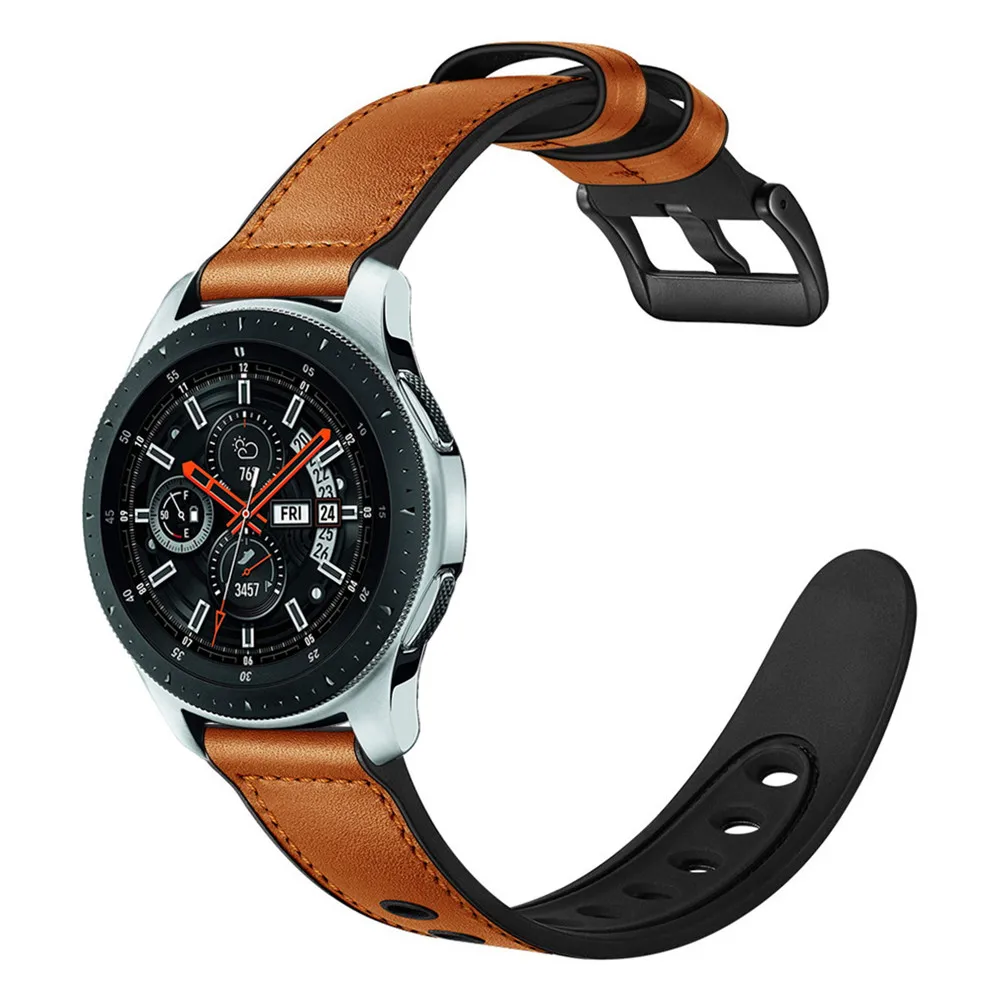 22mm 20mm Leather + Silicone strap for Huawei watch 3 GT2/Active 2/Amazfit GTR comfort bracelet strap for Samsung Galaxy watch 6