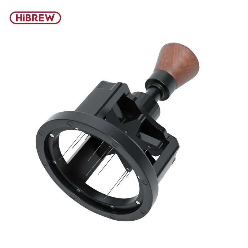 hibrew-master-rotary-wdt-10-needle-coffee-distributor-360-rotate-break-clumps-stainless-steel-needles-hardwood-handle-magnetic