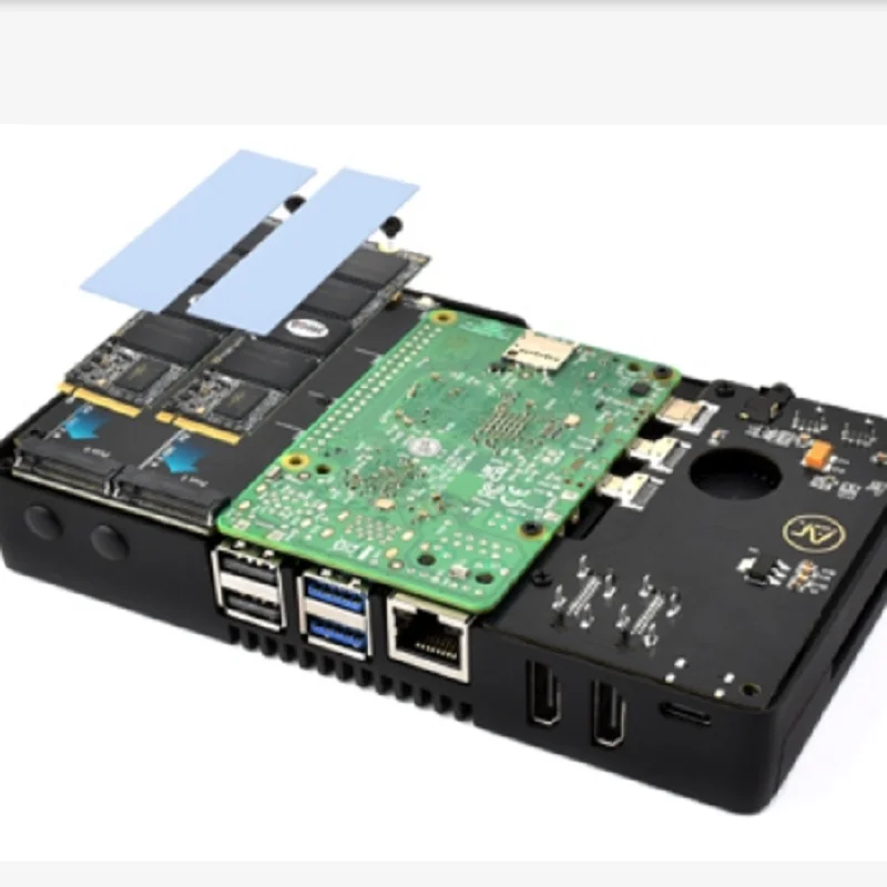 Casing ARGON ONE V5 untuk Raspberry Pi 5, Slot PCIe M.2 NVMe Ganda, Casing Aloi Aluminium, Kipas Pendingin Bawaan