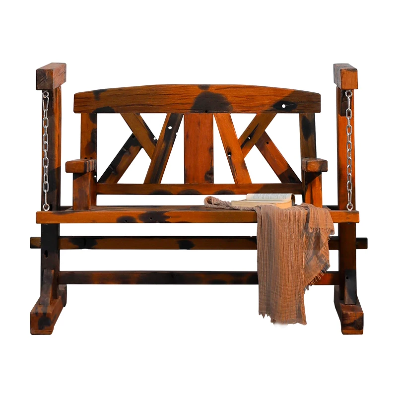 

Swing chair, solid wood outdoor indoor swing, courtyard balcony, wabi-sabi wind solid wood leisure chair