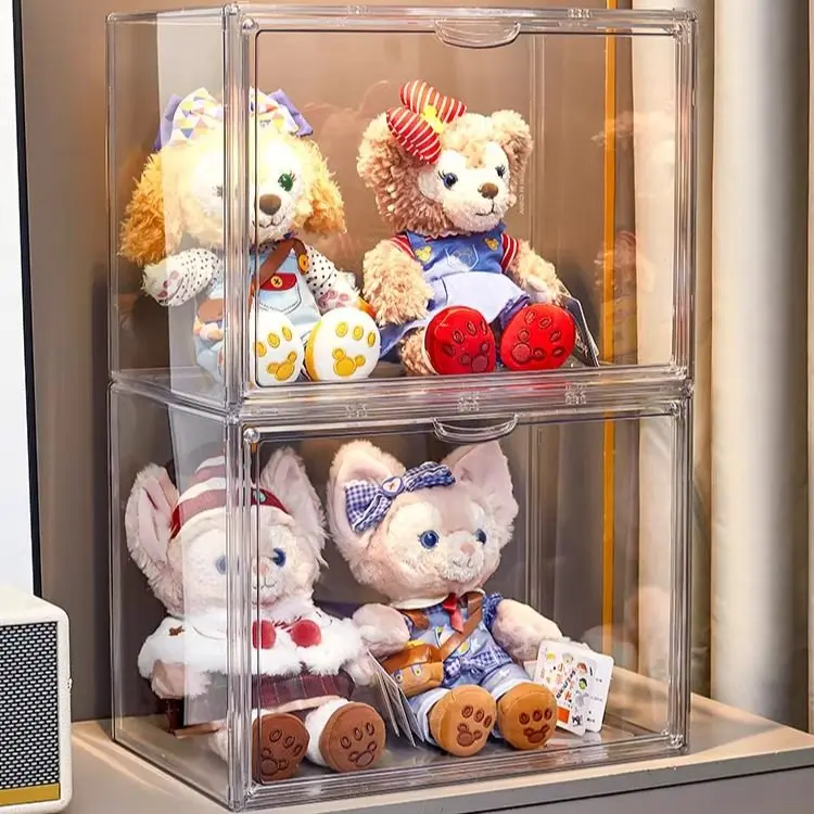 

Прозрачный акриловый органайзер для кукол и игрушек Lingna Bery, витрина для плюшевых игрушек, органайзер для мягких игрушек с откидной крышкой, семейный контейнер для хранения