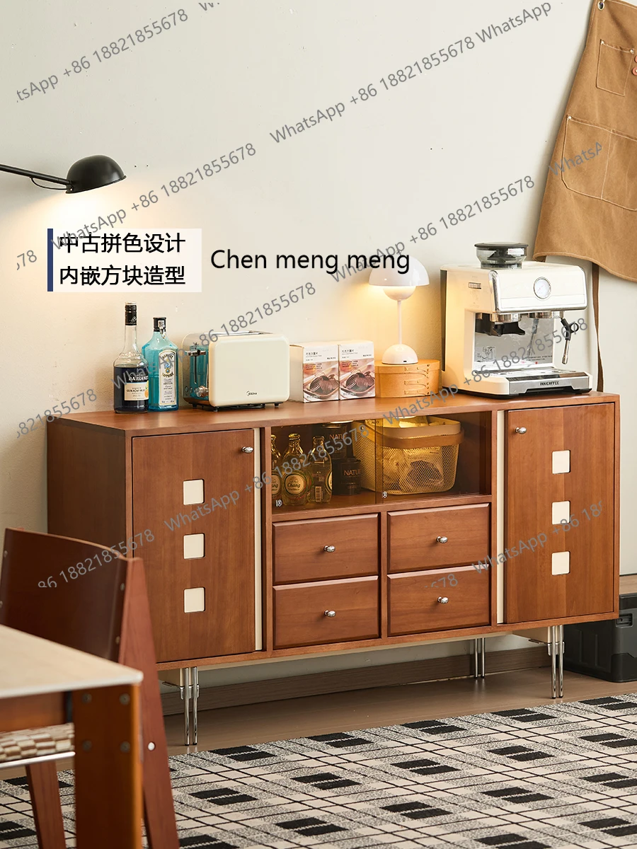 

Retro solid wood storage chest, living room storage side cabinet, display storage, medieval dining side cabinet against the wall