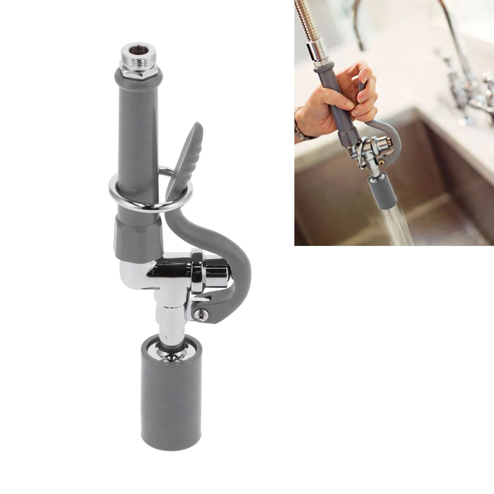 Commercial Faucet Sprayer Assembly High Pressure Rinse Faucet Spray Head Accessory Gray Faucet,Sprayer§High,Pressure,Rinse,Spray