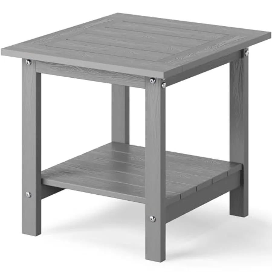Outdoor Side Table for Patio: 16x16 in HIPS Small Square Outdoor End Table - 2-Tier Adirondack Tables for Patio Porch Poolside
