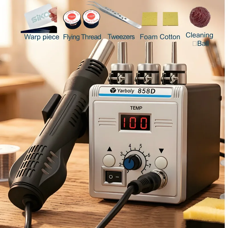 700W 858D Hot Air Soldering Station with LED Display Professional Rework Welding Tool Kit for Mobile Phone Laptop BGA SMD SMT