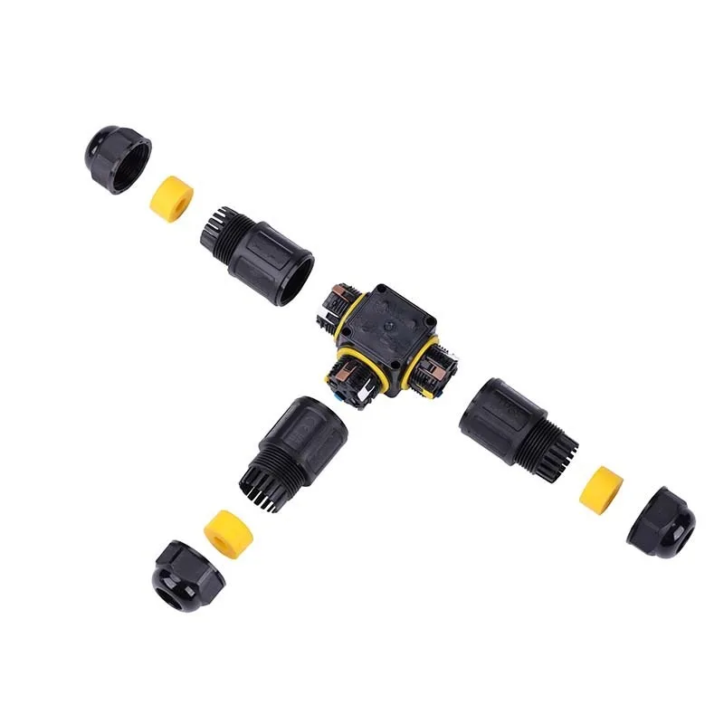 M25 Tee Waterproof Connector IP68 T Type One in Two Out, Lighting Cable Quick Connector