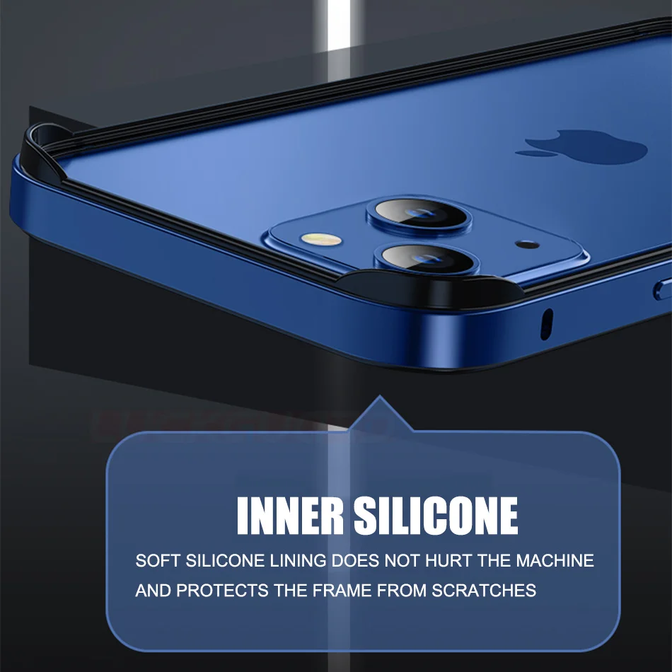 إطار سيليكون هجين من معدن الألومنيوم لهاتف آيفون 15 14 13 12 11 برو ماكس حافظة أرجوانية ممتصة للصدمات لهاتف آيفون 13 Mini X Xr Xs 7 8 6 Plus