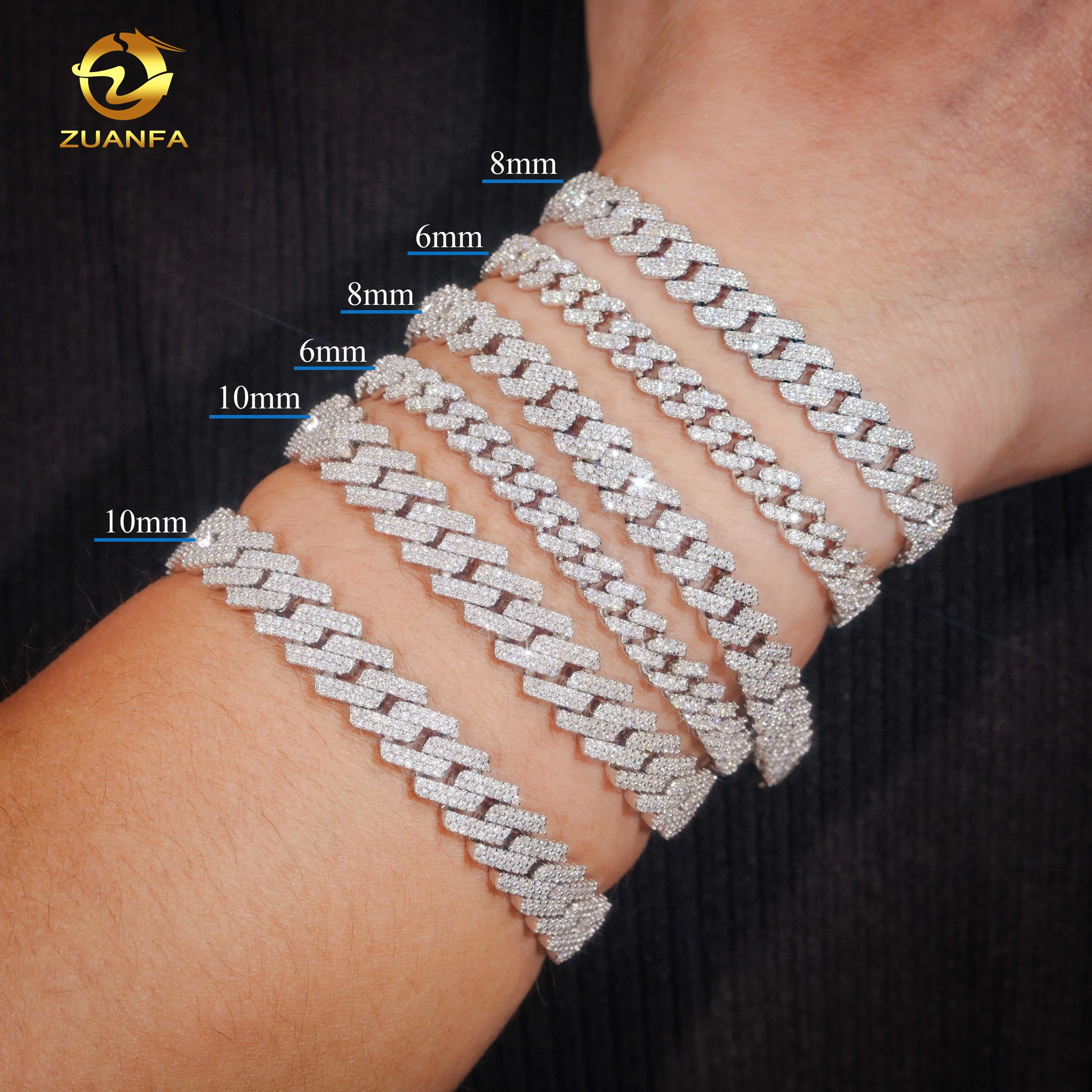 Sale Hot Fine Jewelry Bracelet S925 Sterling Silver Rhodium Plated Moissanite Lab Diamond Men Cuban Link Bracelet..