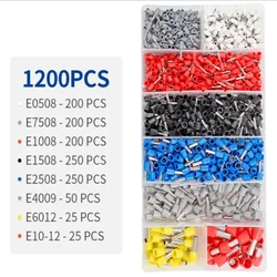 1200PCS Wire Ferrules Connectors Terminals Kit Assortment Ferrule Wire Connector Kit Insulated Cord Pin End AWG 22-7