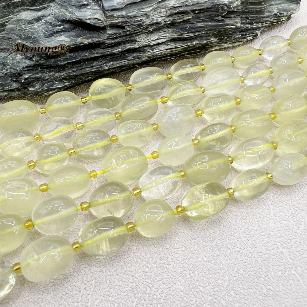 3Strands Egg Shape Natural Lemon Quartz Crystal Loose Beads For DIY Jewelry Making MY230698