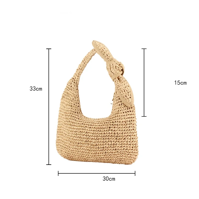 الترفيه بلون ورقة حبل حقيبة من القماش المرأة عطلة الشاطئ حقيبة تحت الإبط سعة كبيرة حقيبة سفر أنيق القوس حقائب كتف