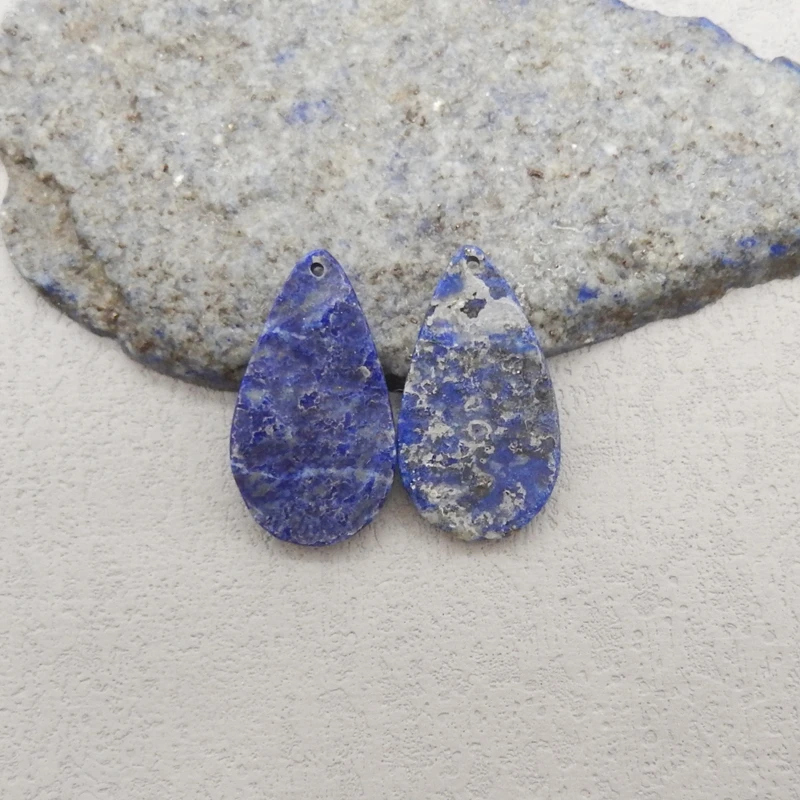 

Natural Stone Lapis Lazuli Waterdrop Earring Beads Front Drilled DIY Fashion Jewelry Accessories Ideal Gift 30x17x3mm 6.1g