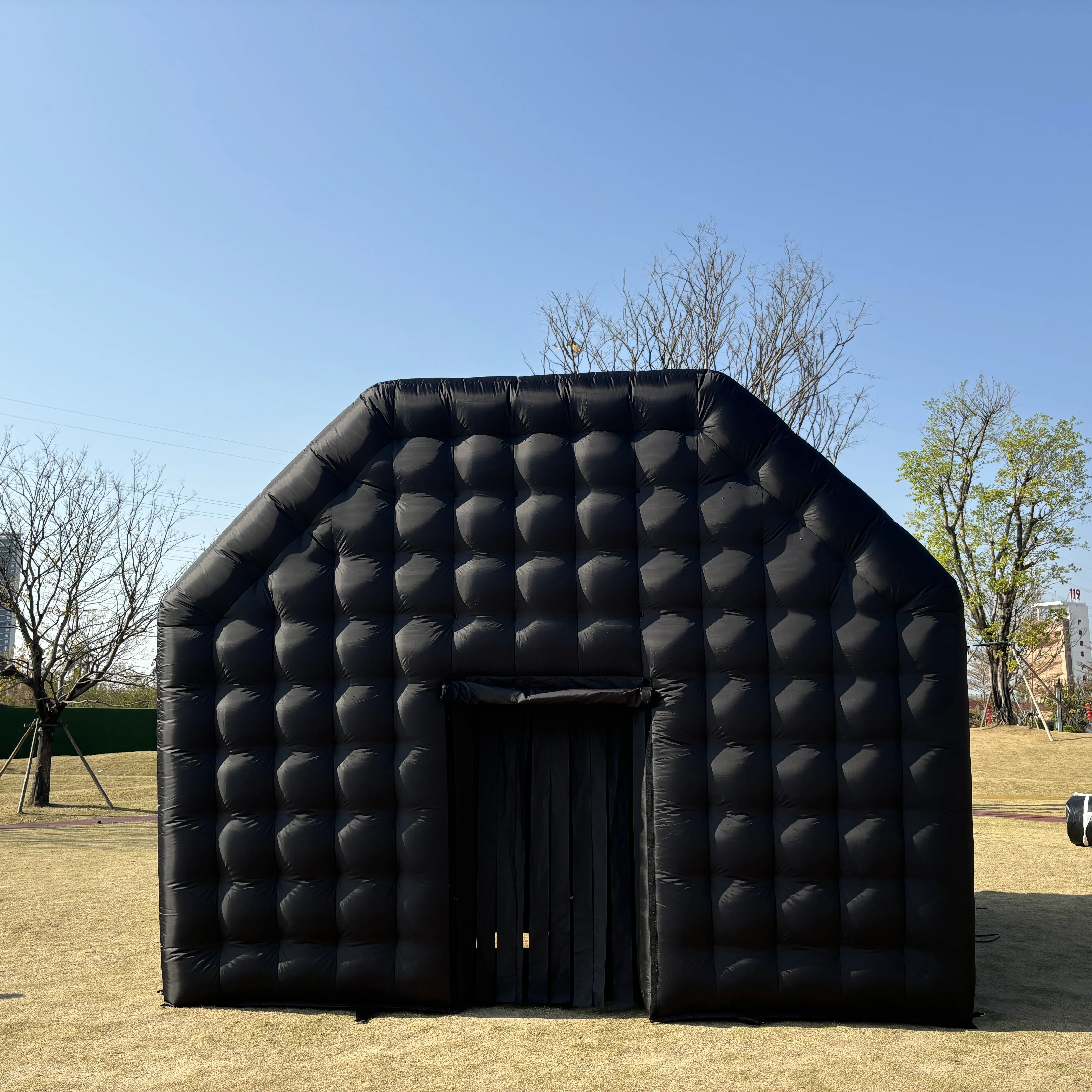 Barraca inflável do cubo da boate 15x15ft preto quadrado sala de evento tendão casa para a exposição do evento do clube noturno casamento