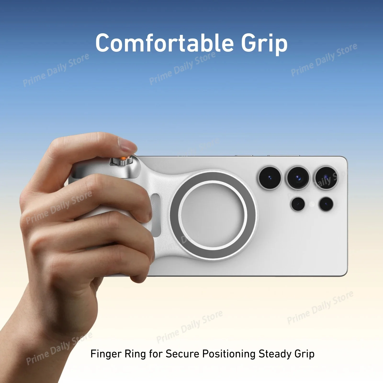 Magnetic Phone Shooting Assist Grip, Wireless Bluetooth Shutter Remote, Anti‑Shake Hand‑Grip for Mobile Photography Recording