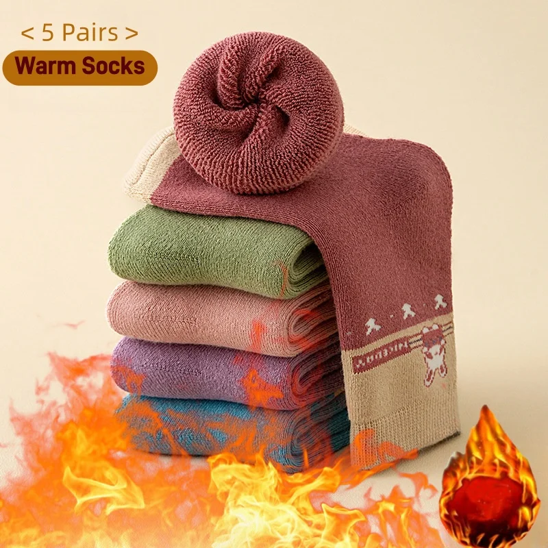 Jungen und Mädchen Socken Winter warme Baumwoll socken Baby Baumwolle verdickte Frotte socken Kinder Winters ocken 5 paare/los – Detail 8