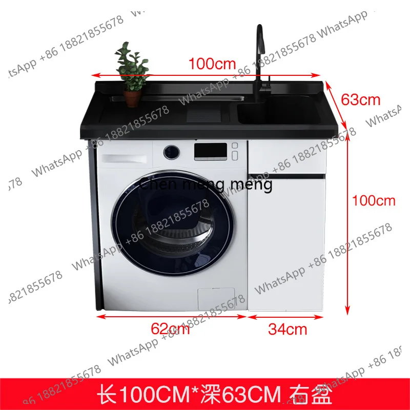 Space Aluminum Laundry Cabinet Artificial Stone Countertop Sink Living Room Cabinets Integrated Companion Furniture Armoire