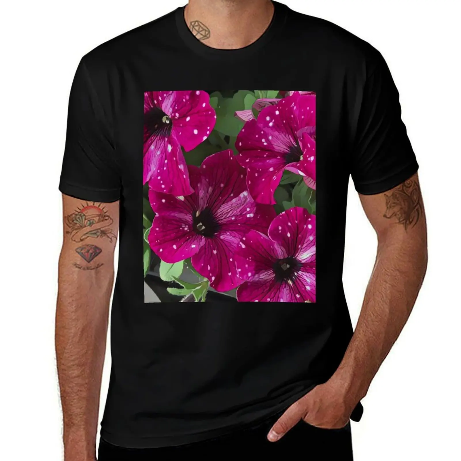 Starry Petunia – Speckled Floral Art by Petalography T-Shirt All Weather Casual Short Sleeve T-Shirt