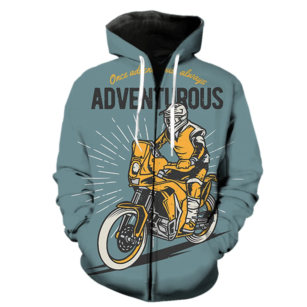 

Cartoon Punk Style Motorcycle Men's Zipper Hoodie Teens Funny With Hood Jackets 3D Printed Casual Long Sleeve Oversized Fashion