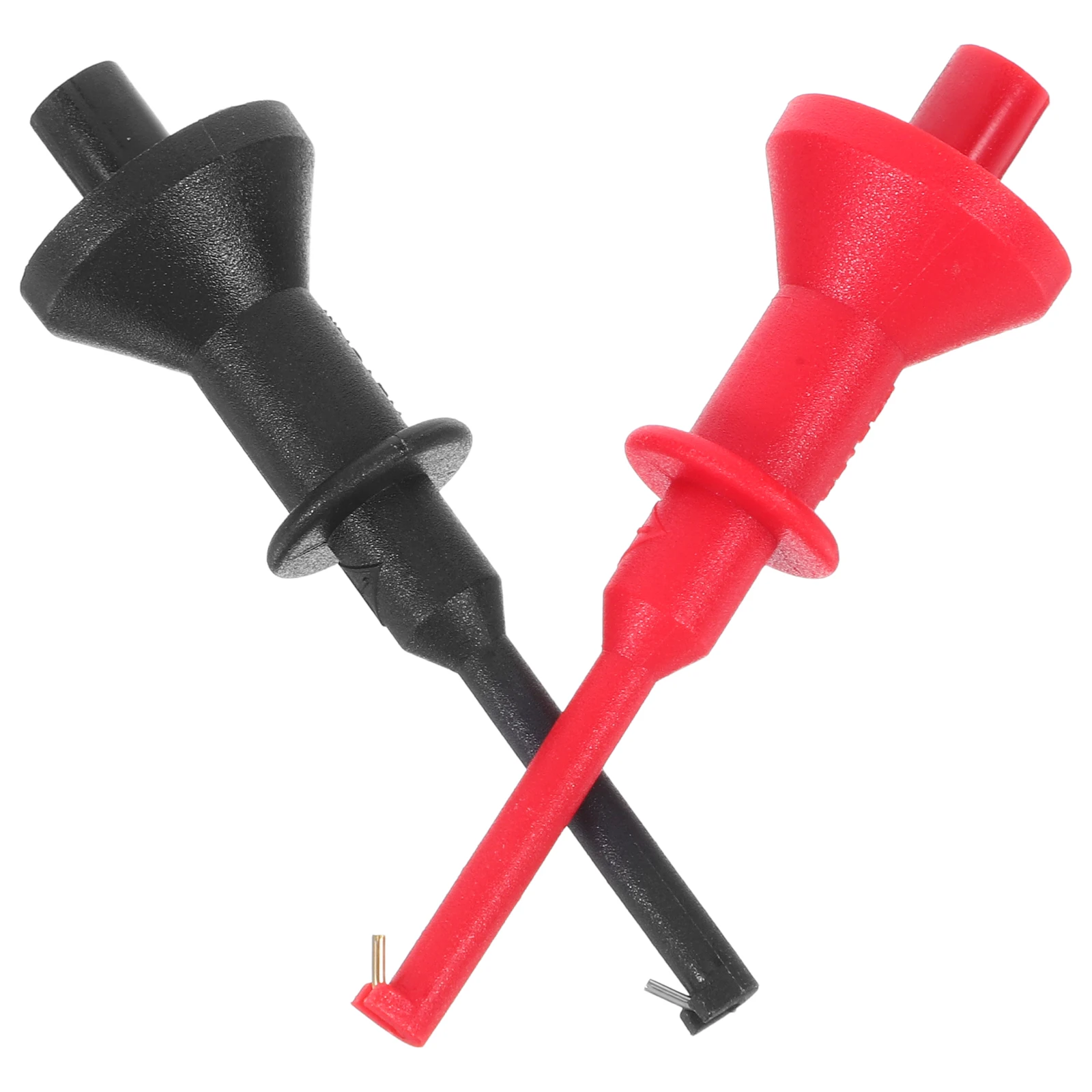 

2pcs Multimeter Test Hook Clips 4Mm Threaded Socket Probe For Ic Circuit Testing Electrical Measurements Hook Clamp