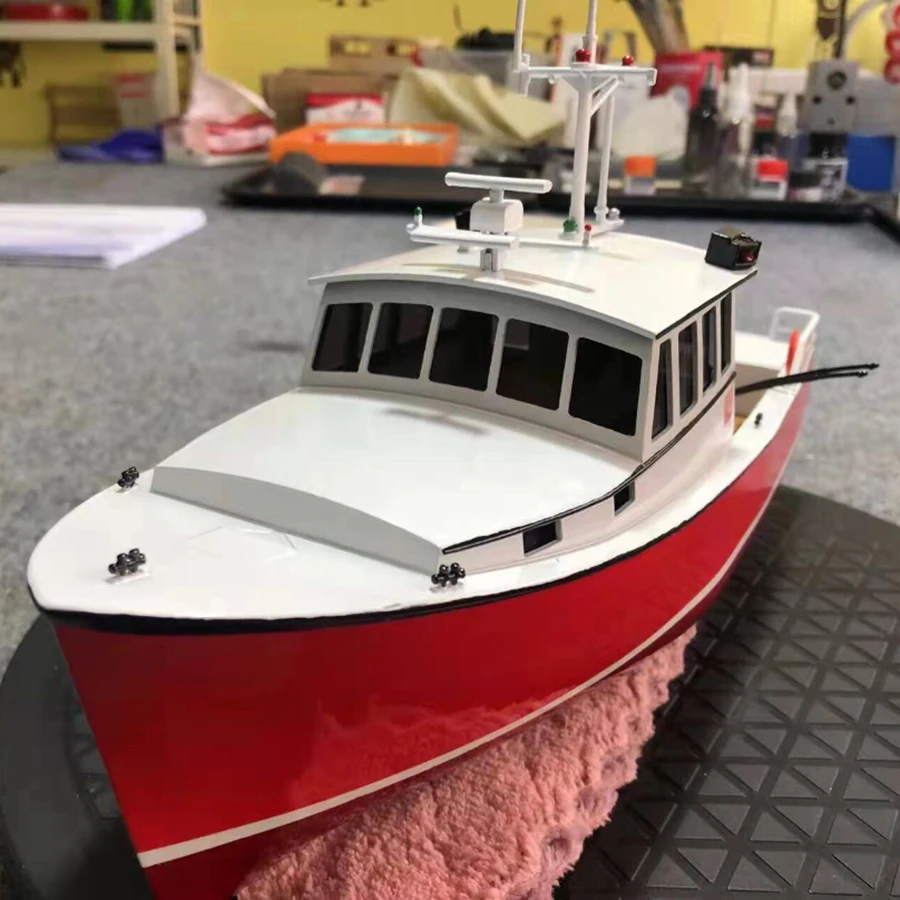 Barco rc 1/32 de 46cm, motor único, controle remoto, barco de pesca, resina, peça única, kit de modelo de barco rc, brinquedo adulto